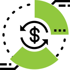 Icon of dollar sign with circulator motion